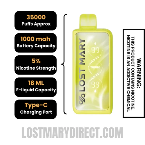 Toasted Banana Lost Mary MT35000 Turbo Vape Specification