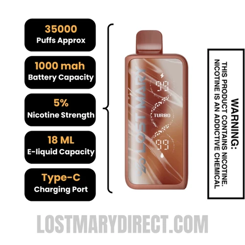 Classic Tobacco Lost Mary MT35000 Turbo Vape Specification