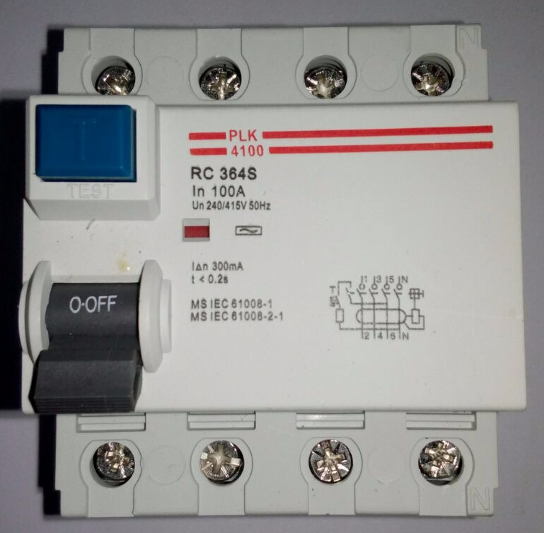PLK 40 AMP 4 POLE RESIDUAL CURRENT CIRCUIT BREAKER (ELCB) Goldunited