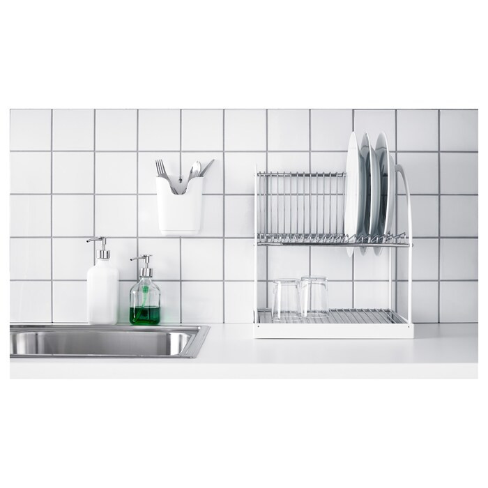 IKEA BESTÅENDE Dish drainer, silver-colour, white, 32x29x36 cm