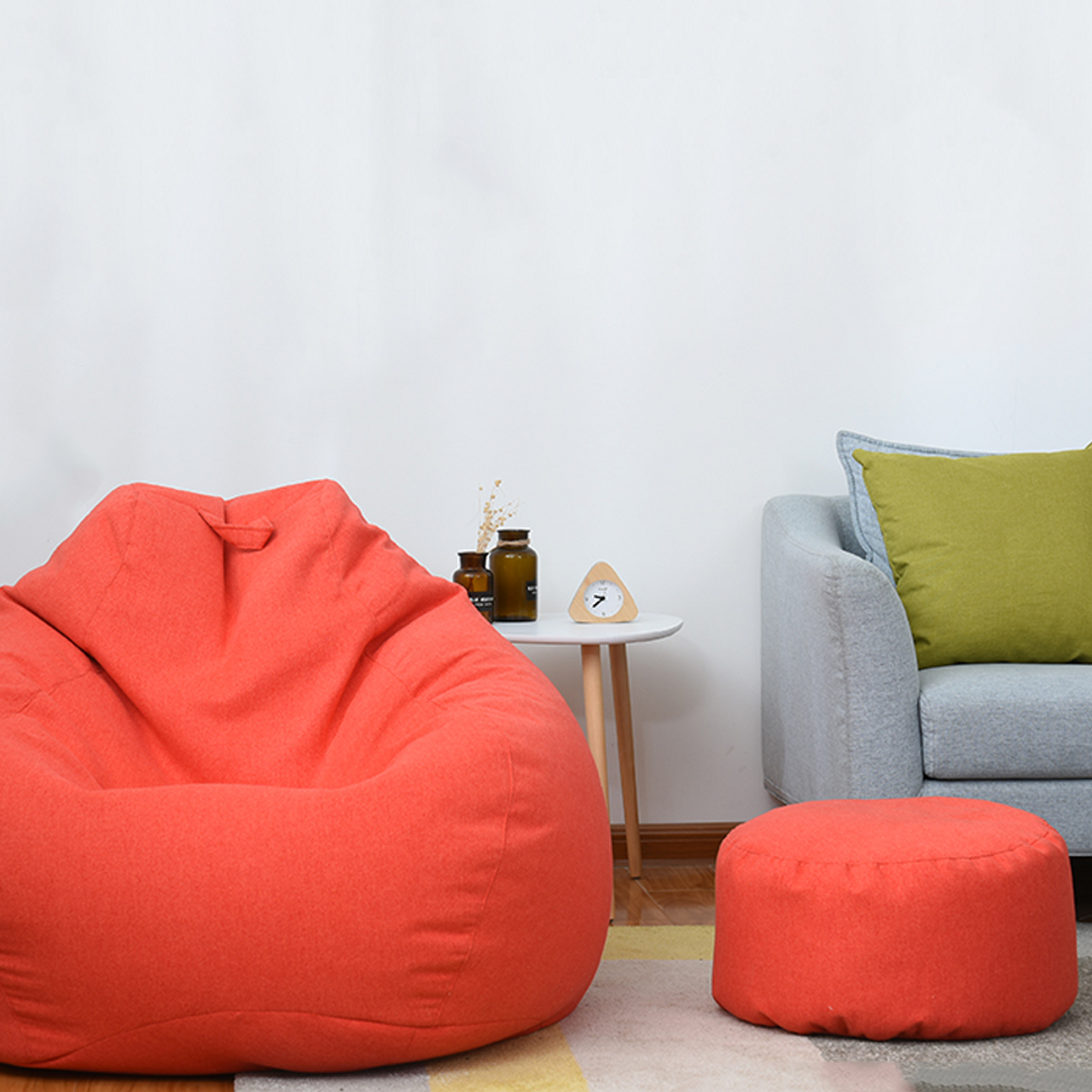 Blessberries Elevate your comfort in style with our XL-Size Orange Leather Bean  Bag Chair Cover.