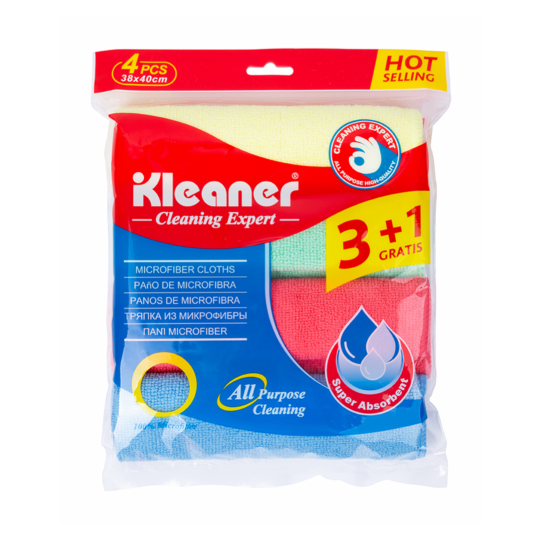 KLEANER GSG004 microfiber cloth 38x40cm (4pcs/pack) - Goldunited Sdn Bhd