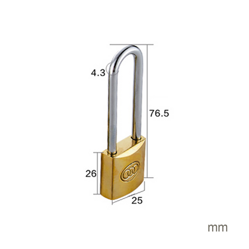 Tri-circle brass long padlock #L262 25mm