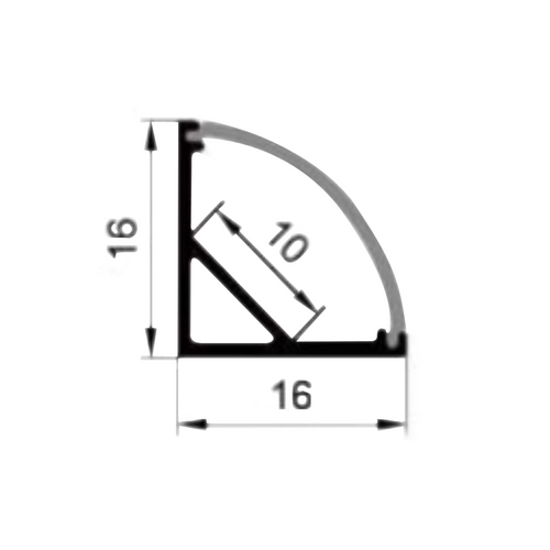 Black aluminium LED profile HL-BAPL006 with case 2m