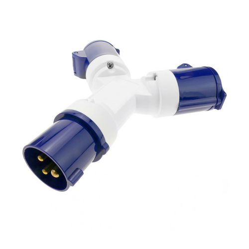 CEE 2 x16A 1male to 2female industrial coupler socket