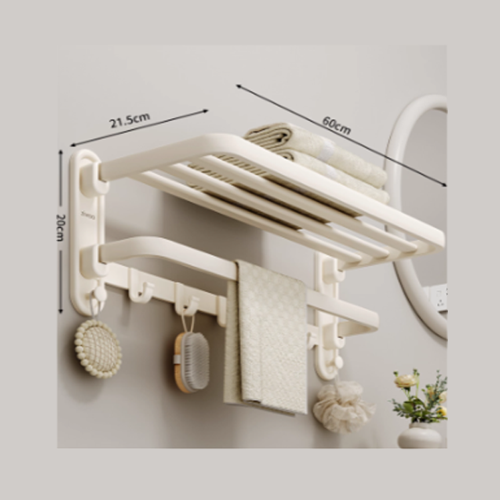 CREAM WHITE-BATHROOM FOLDABLE TOWEL HOLDER 60CM