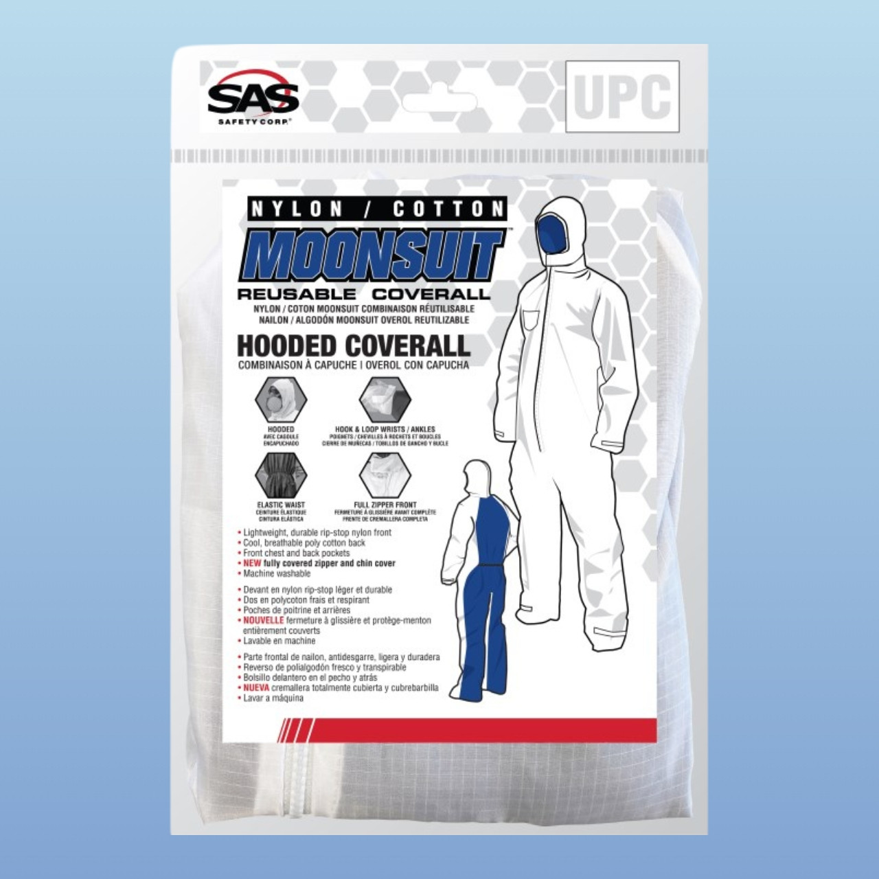 SAS Safety Moonsuit Nylon/Cotton Reusable Hooded Coverall