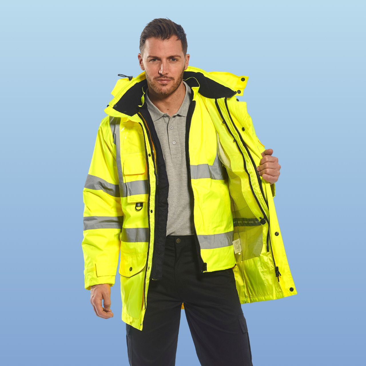 Portwest US427 Hi-Vis 7-in-1 Insulated Safety Jacket