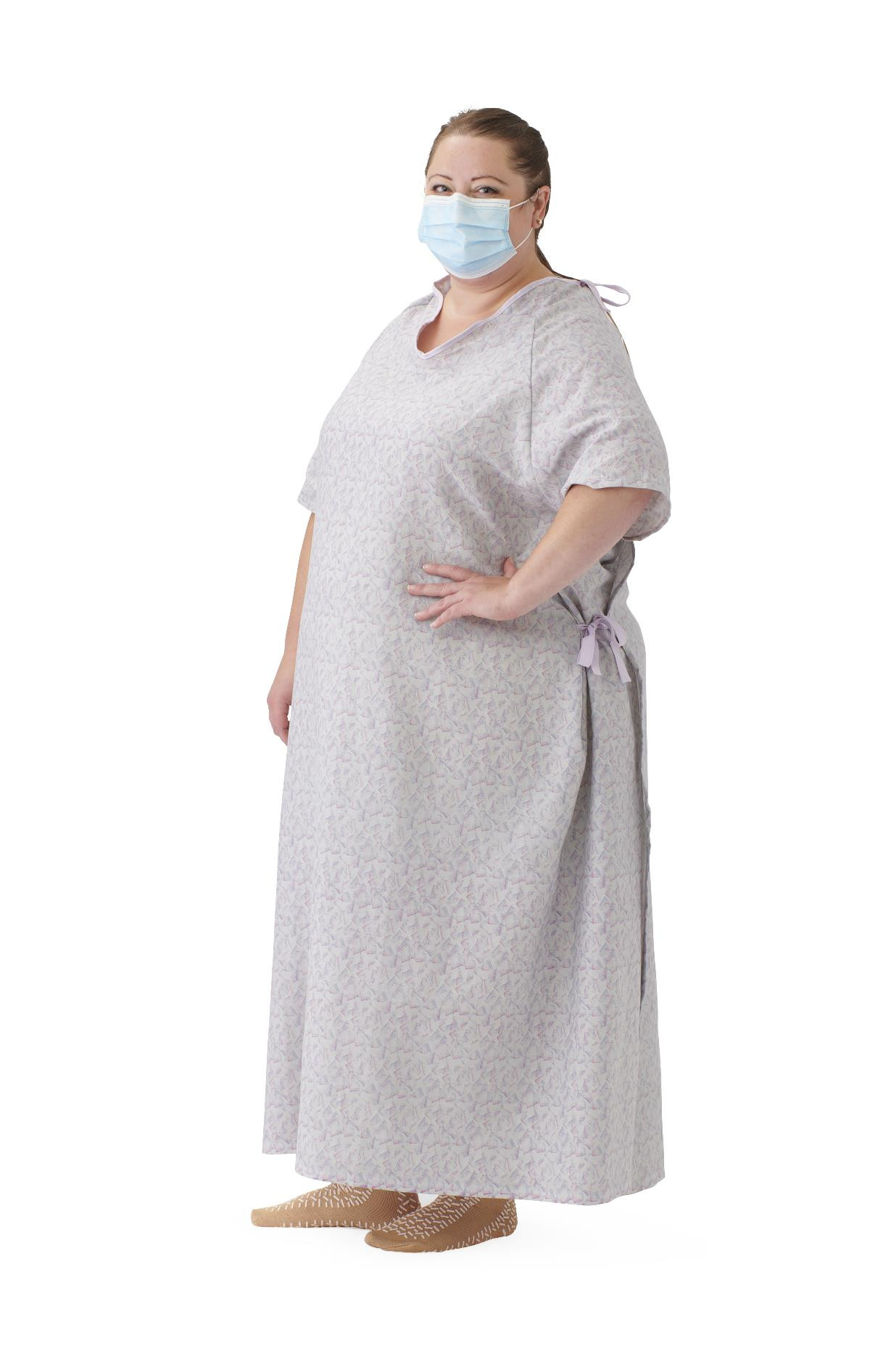 patient dressing gowns Medline General Use Oversize Patient Gown with Side Ties, Freesia Print,  3XL, 12/case