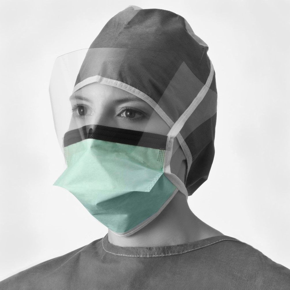 Medline Duckbill Surgical Face Mask with Eye Shield and Ties