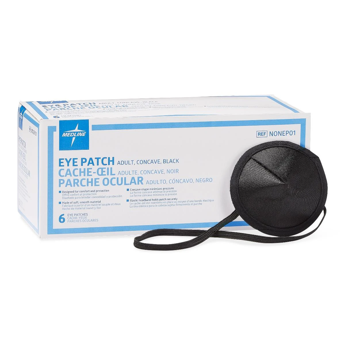 Medline Concave Adult Eye Patch, Black