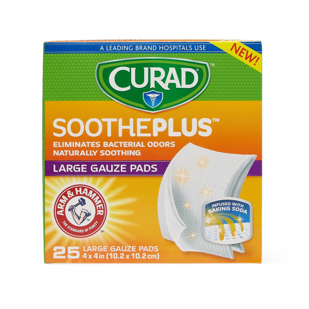 CURAD SoothePlus Gauze Pads with Arm & Hammer, 600/case
