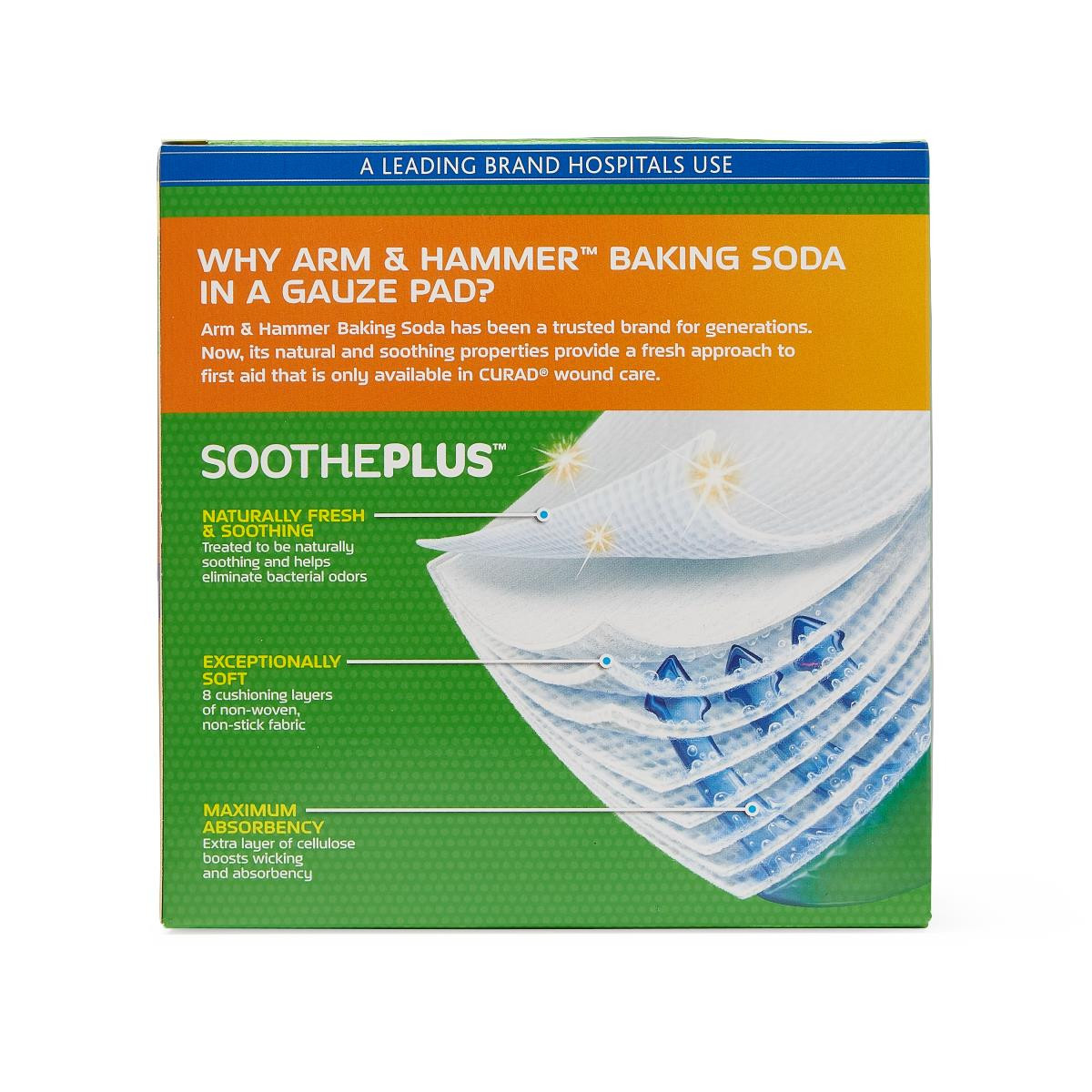 CURAD SoothePlus Gauze Pads with Arm & Hammer, 600/case