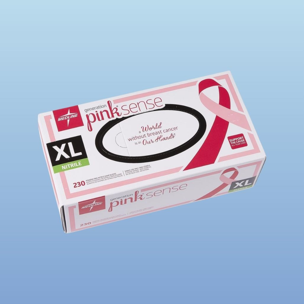 Medline Generation Pink Sense Nitrile Exam Gloves, XL, 230/box