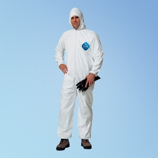 Tyvek TY127S White Coveralls with Attached Hood