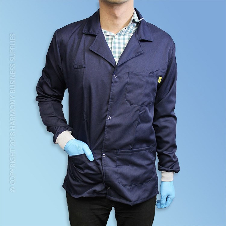 Estatec Poly/Cotton ESD Lab Coat with Knit Cuffs