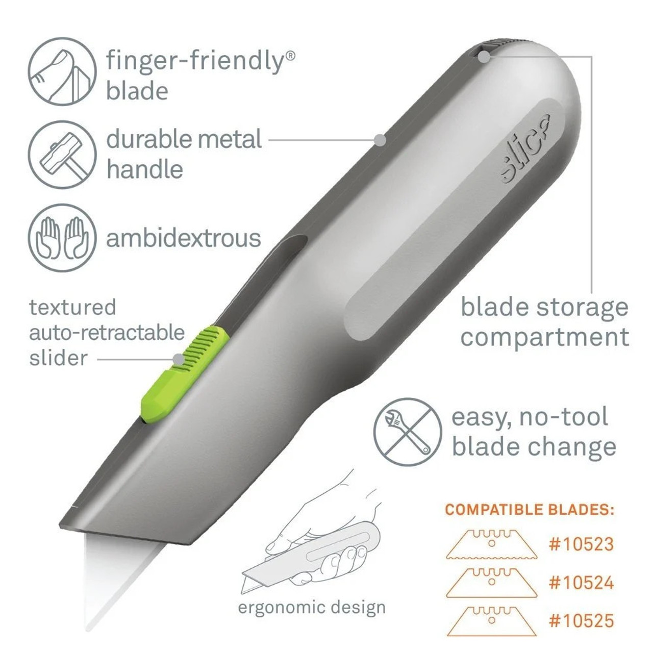 Slice 10491 Auto-Retractable Utility Knife - Metal Handle