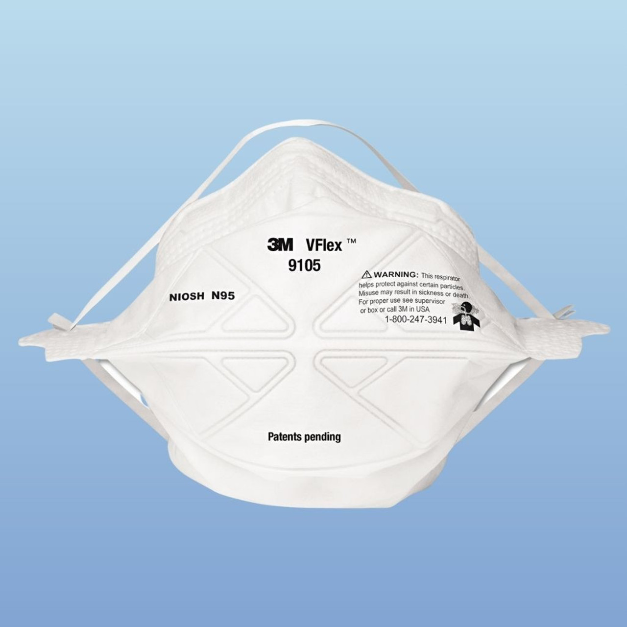 3M N95 防護マスク VFlex 9105 250枚（50枚入りが5箱） 3M™ VFlex™ Particulate Respirator 9105, N95, 400 EA/Case