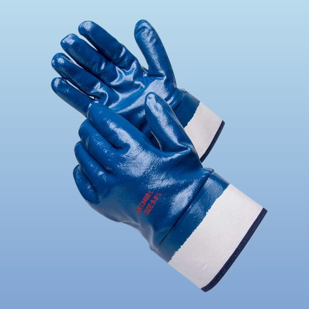 Smooth Finish Fully Nitrile Coated Work Gloves - Safety Cuff