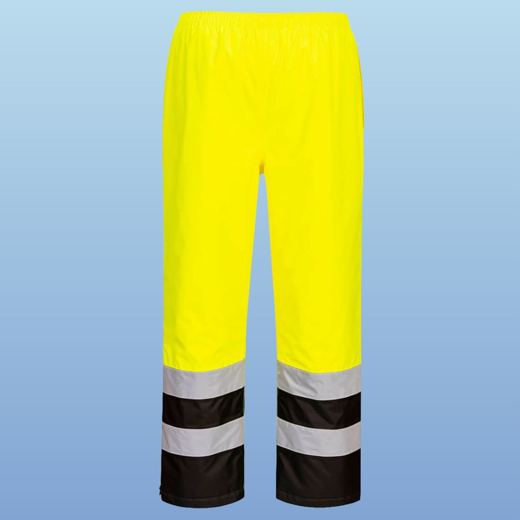 Portwest S598 Hi-Vis Lined Black Bottom Rain Pants