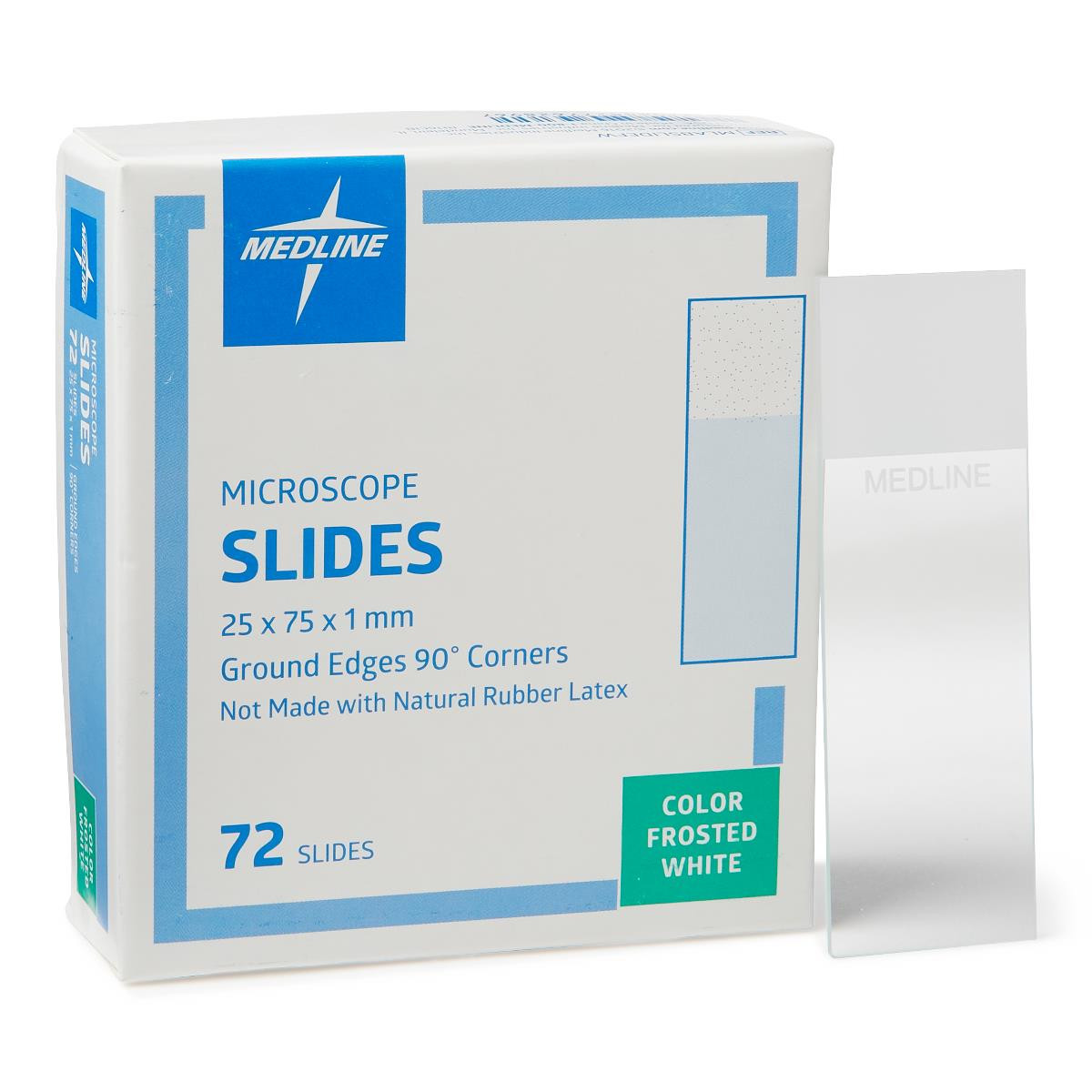 Medline Microscope Slides with Ground Edges, 25 x 75 x 1 mm