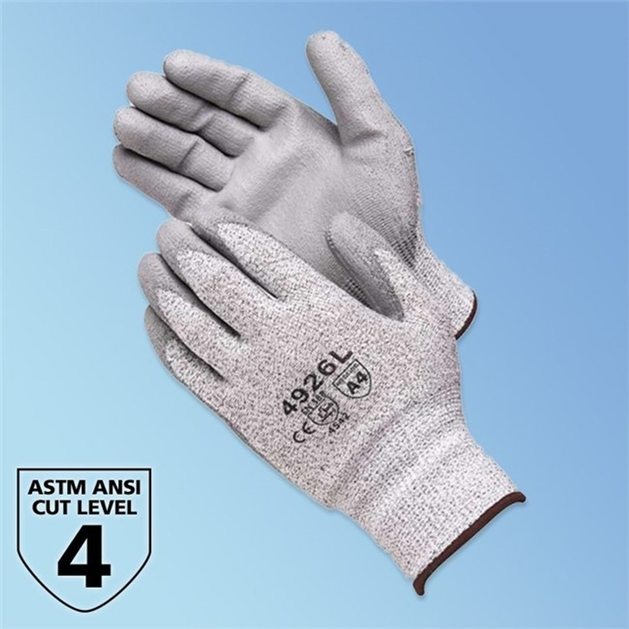 Gray Polyurethane Cut Resistant Gloves