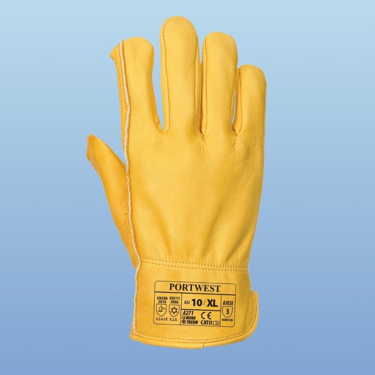 Fleece-Lined Water Resistant Black Cowhide Driver Gloves