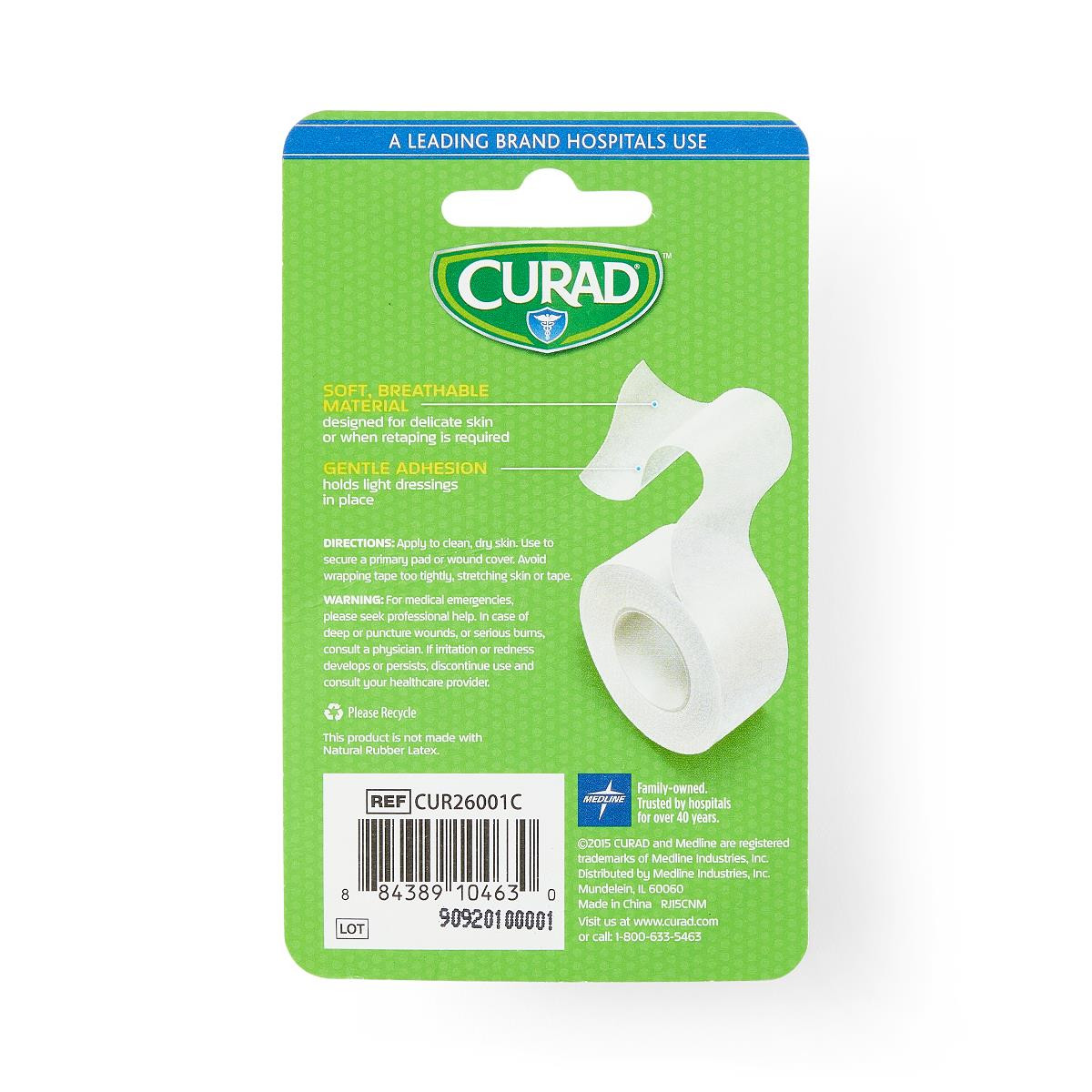 CURAD Gentle Adhesive Paper Tape for Sensitive Skin, 1" x 10 yd.