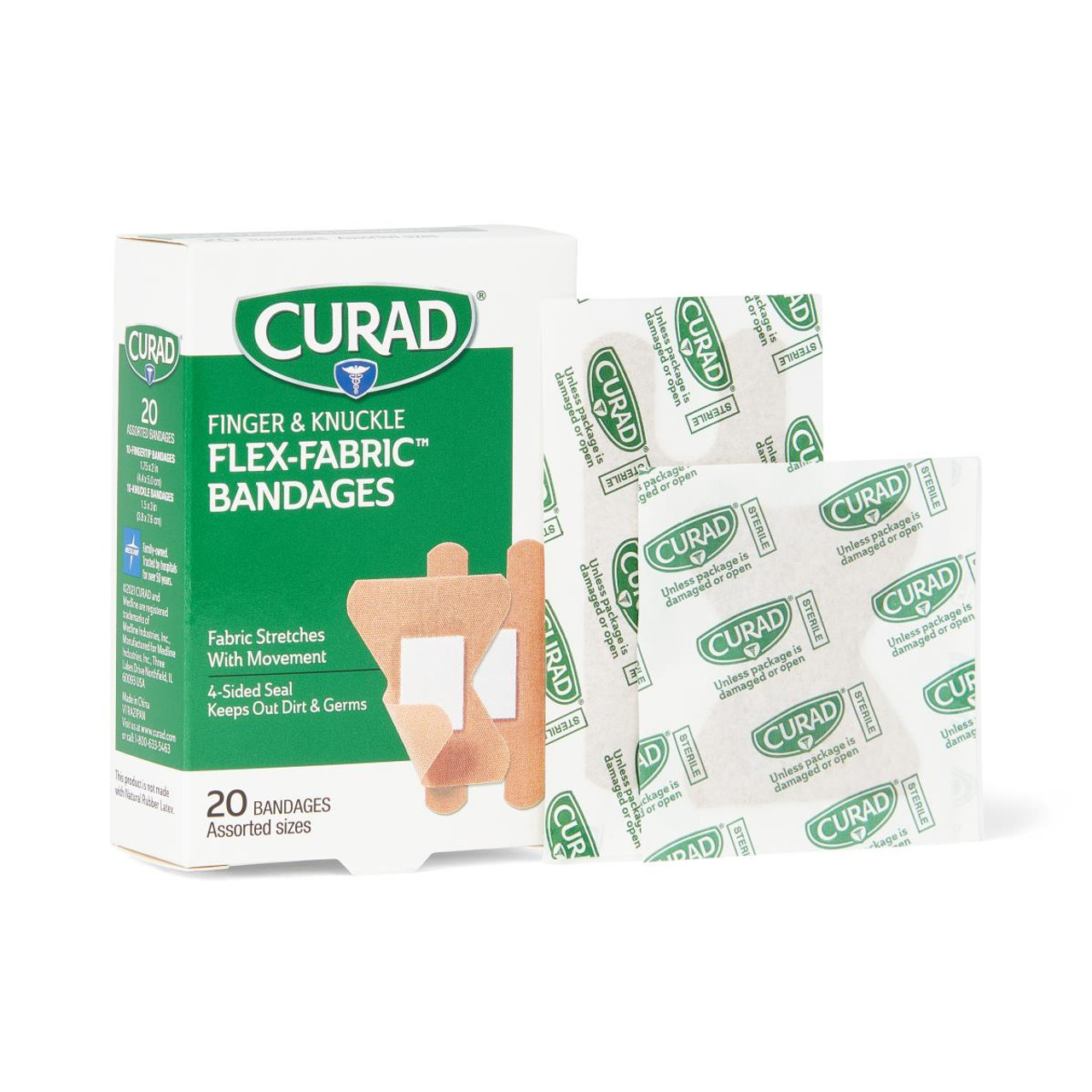 CURAD Flex-Fabric Adhesive Bandages for Fingertip & Knuckle