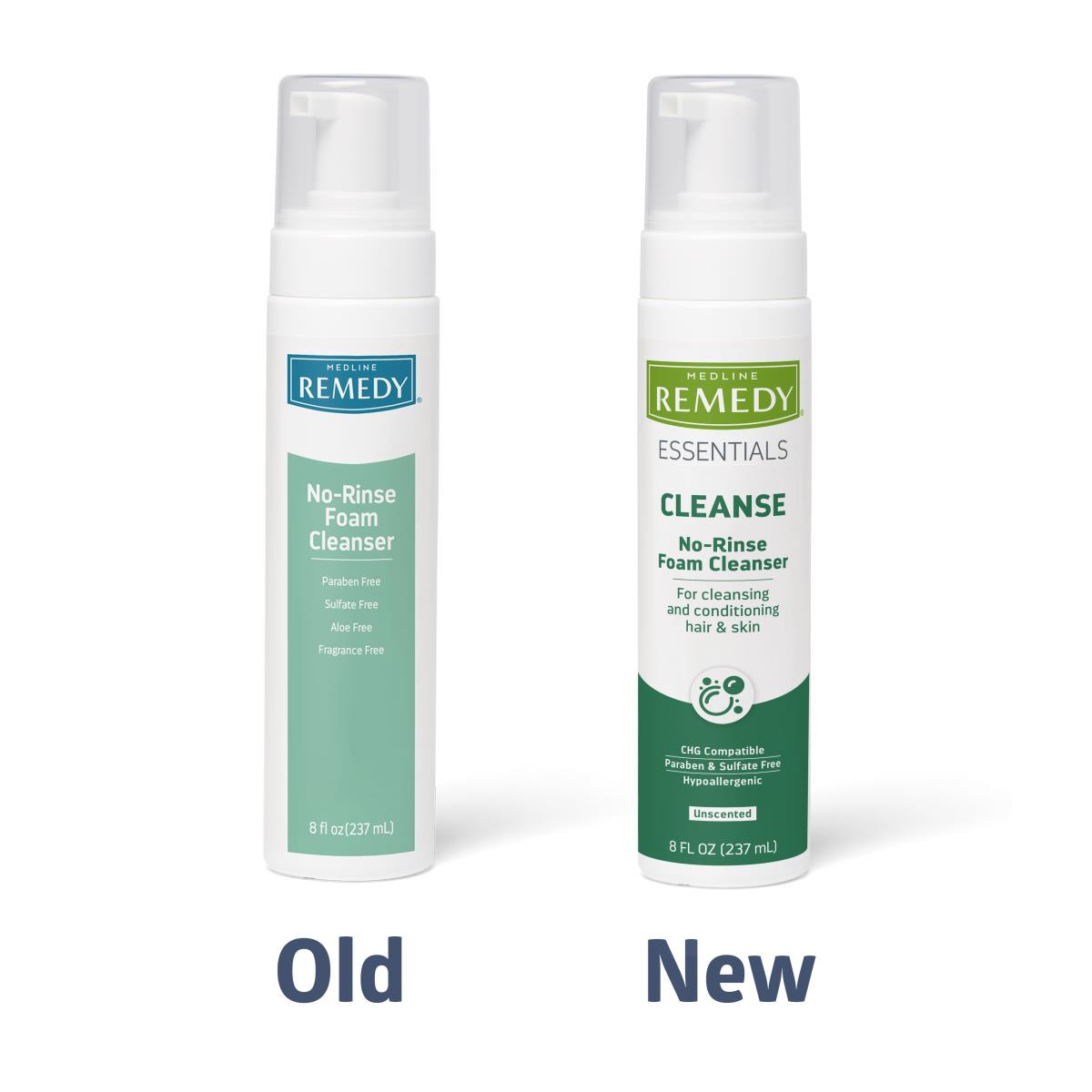 Medline Remedy Essentials No-Rinse Foam Cleanser, 4 & 8 oz.