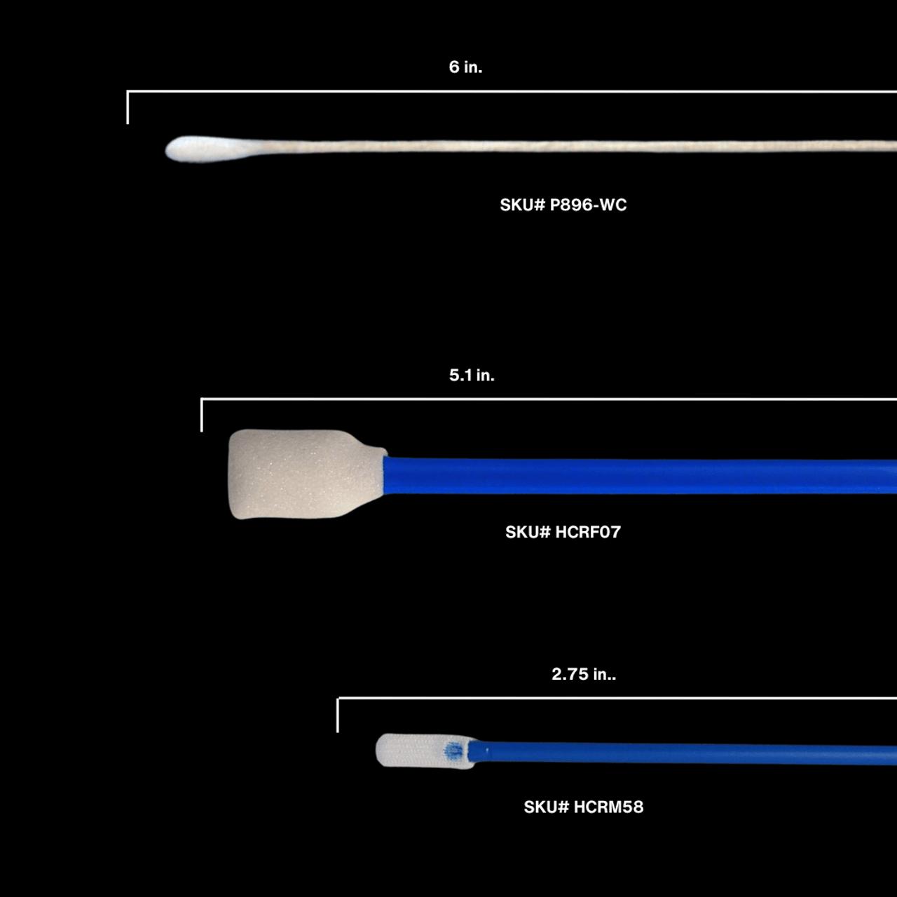 Harmony's HCR-GCK Precision Gun Cleaning Swab Kit - Foam, Microfiber & Cotton - Swab Dimensions and SKU