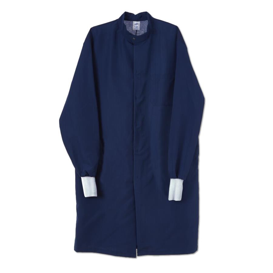 Medline Navy Blue Unisex Fluid-Resistant Barrier Lab Coat with 3
