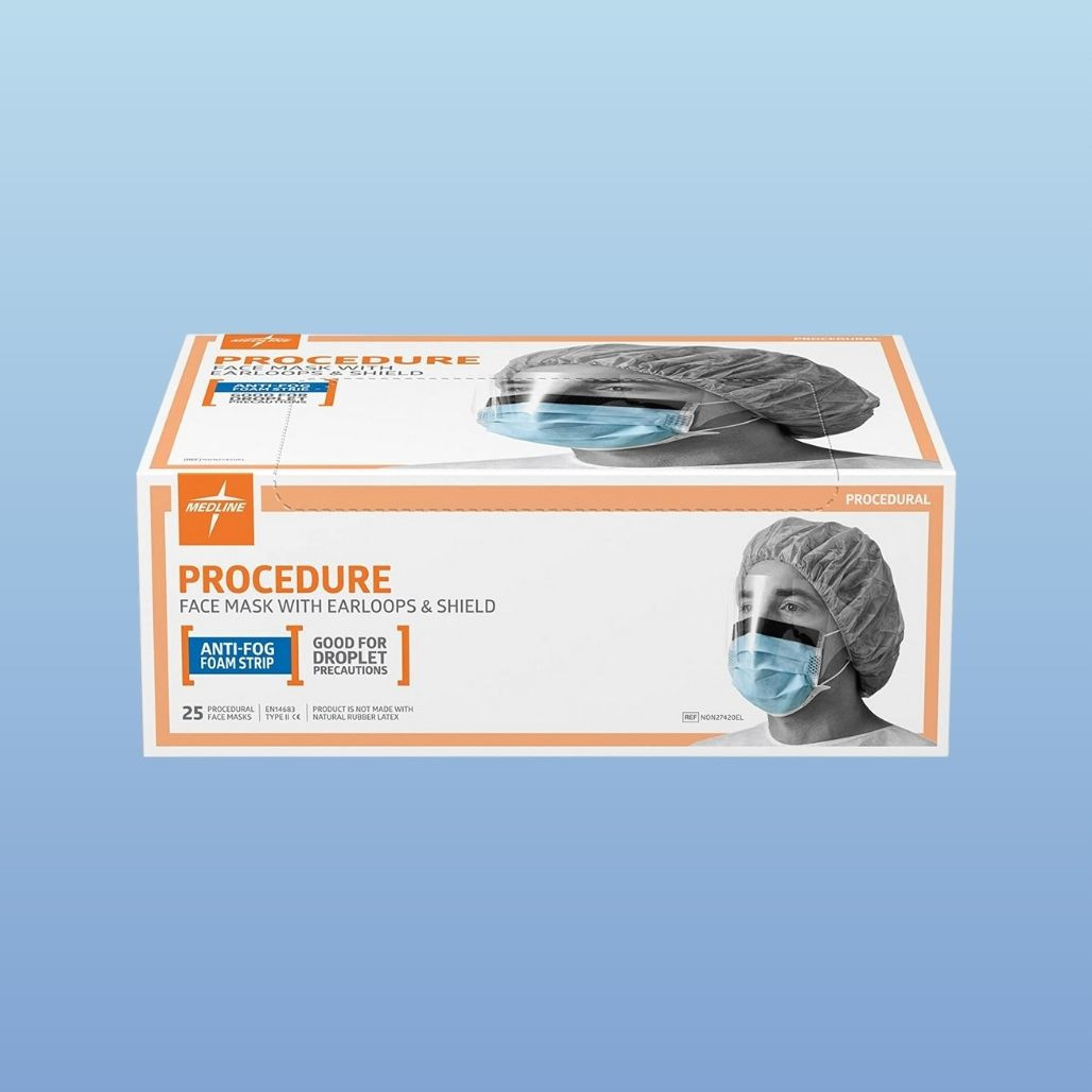 Medline NON27420EL Protective Procedure Face Masks with Shield