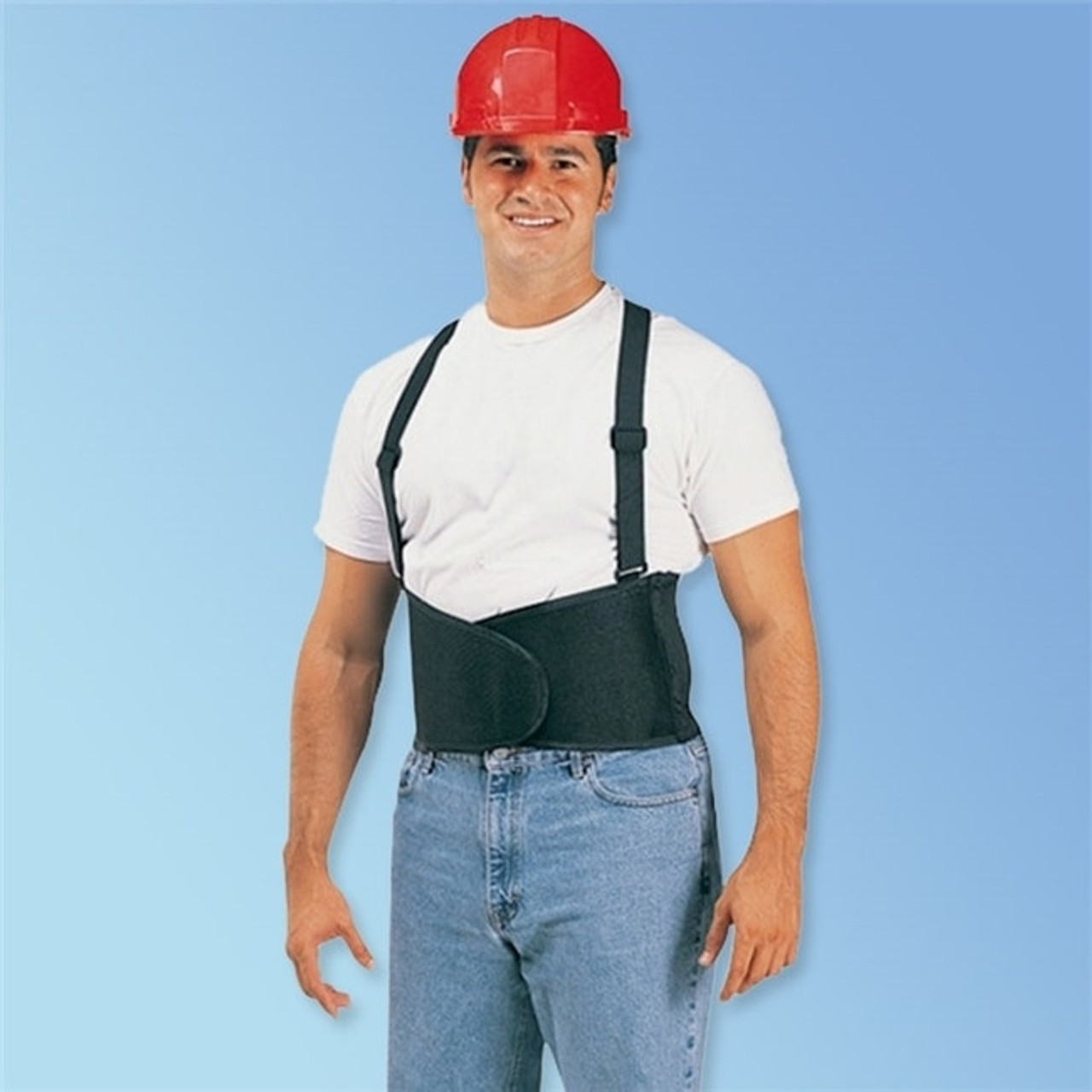 Workforce™ Industrial Back Supports (XL Size) 9” Deluxe Black, Uni-sex  Spandex® w/1 1/2” suspenders