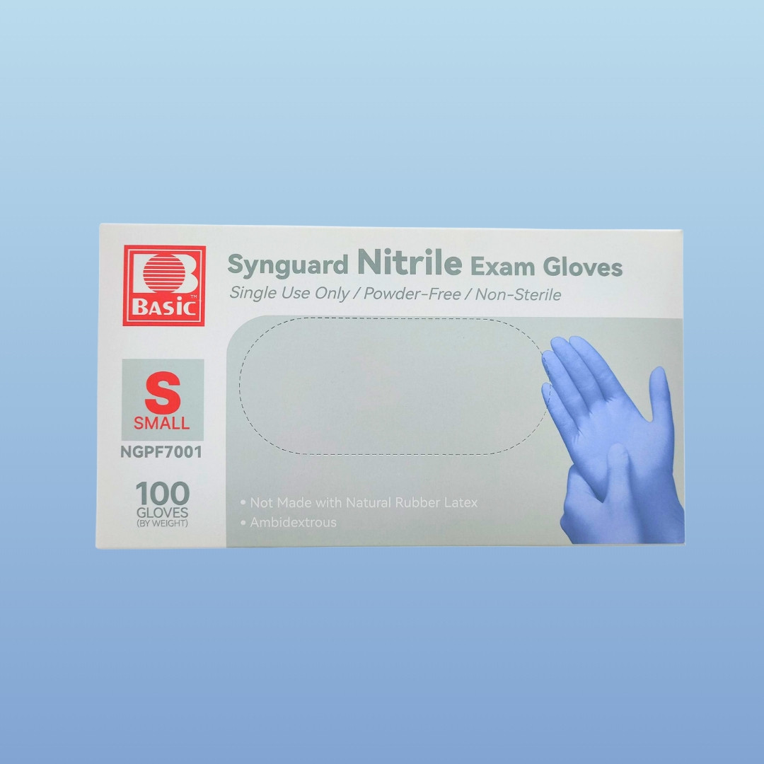 SynGuard Blue Nitrile Exam Gloves, mil, 100/box