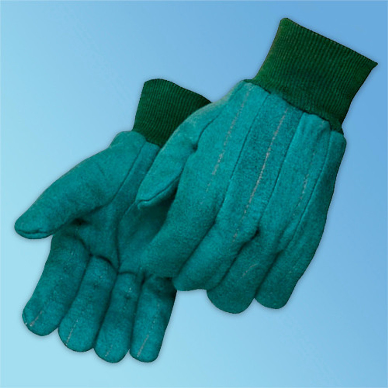 Green Chore Glove, 2 Layer Quilted Palm/Back, Heavyweight, LG, 12/pair