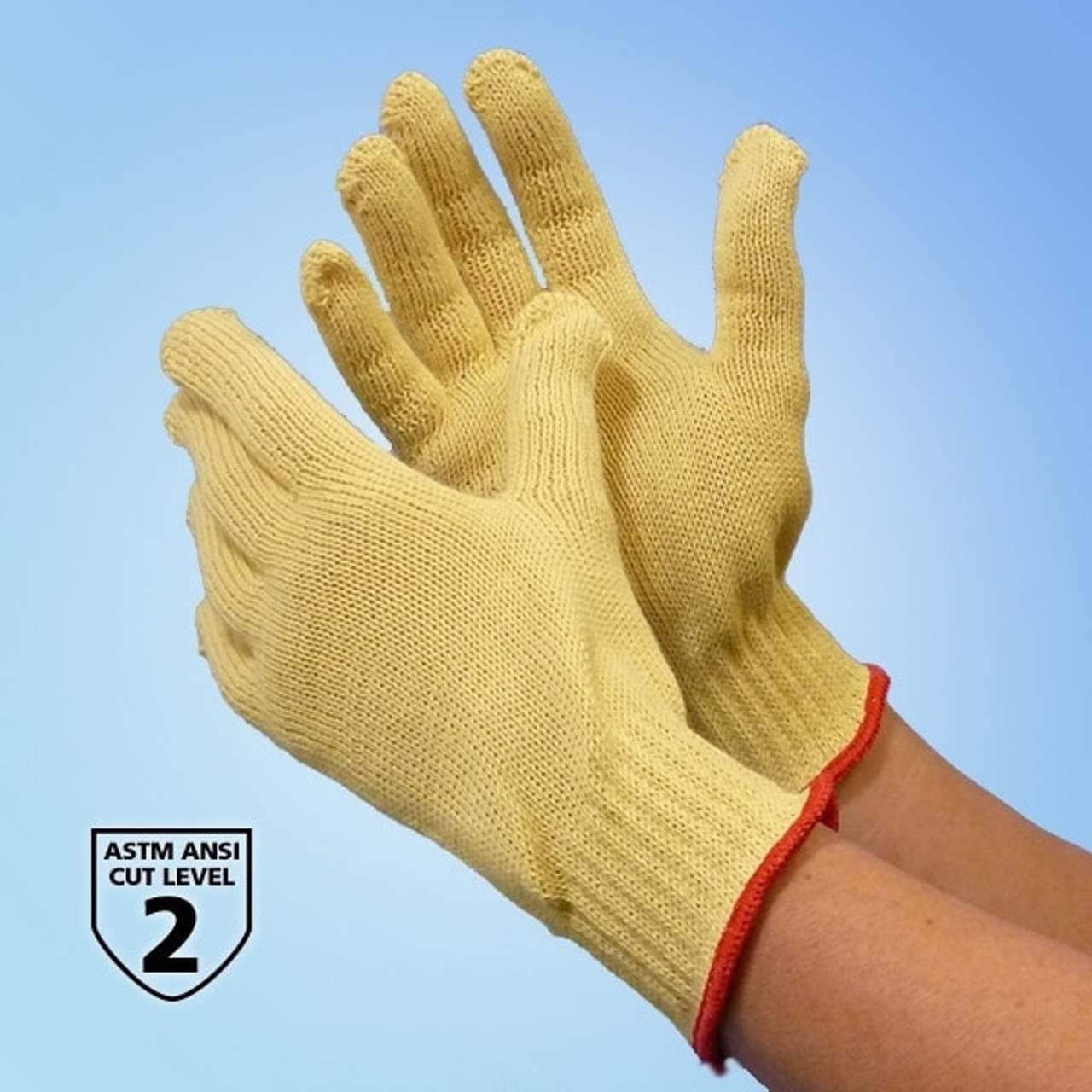 100% Kevlar String Knit Gloves, Cut Level A2, 12/pair