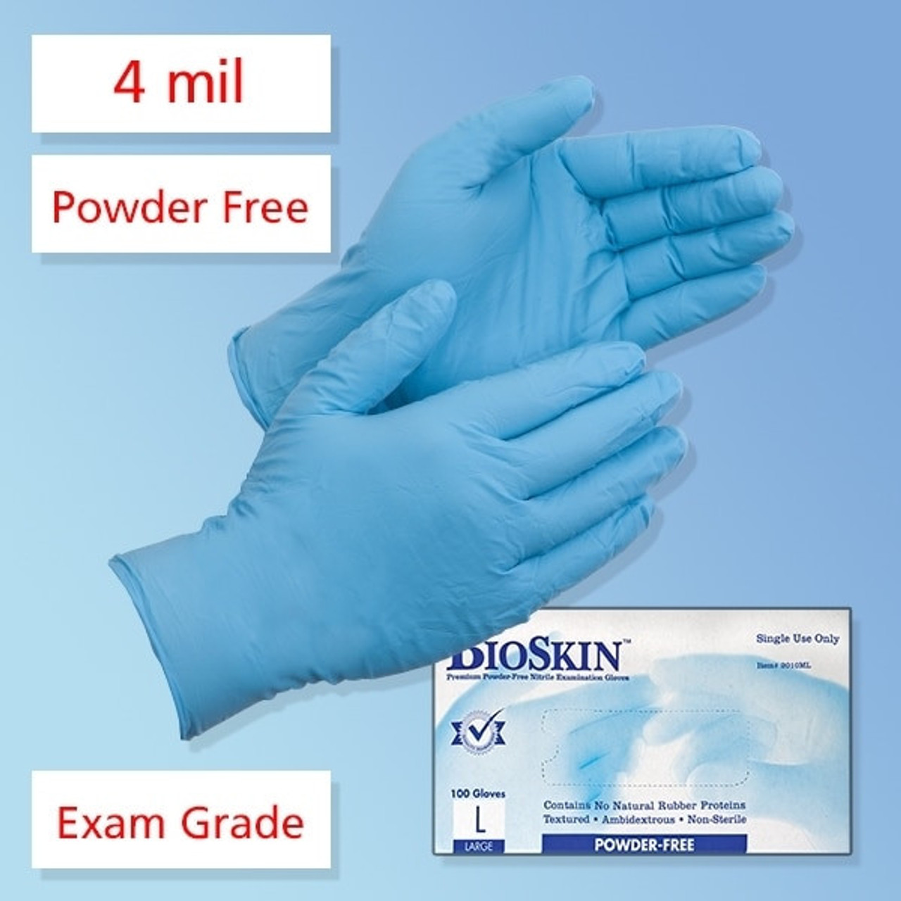 BioSkin 4 Mil Nitrile Exam Powder Free Gloves Extra Large