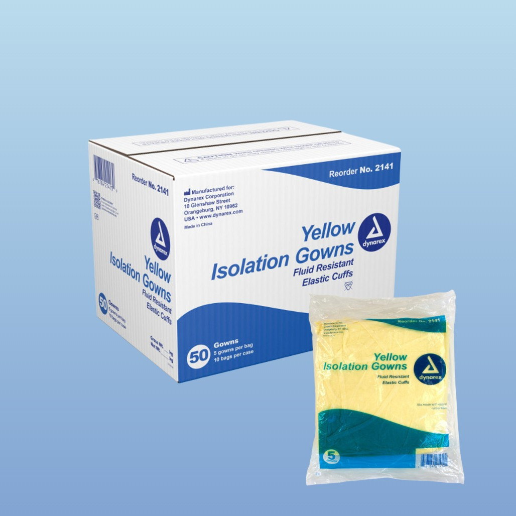 Dynarex 2141 Polypropylene Isolation Gowns, Yellow