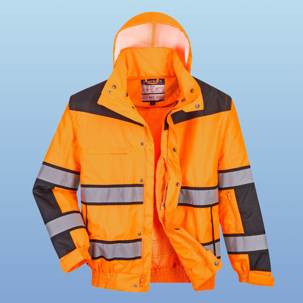 Portwest C466 Hi-Vis Klassiek Bomberjas, Normaal, Grootte S, Geel/Zwart