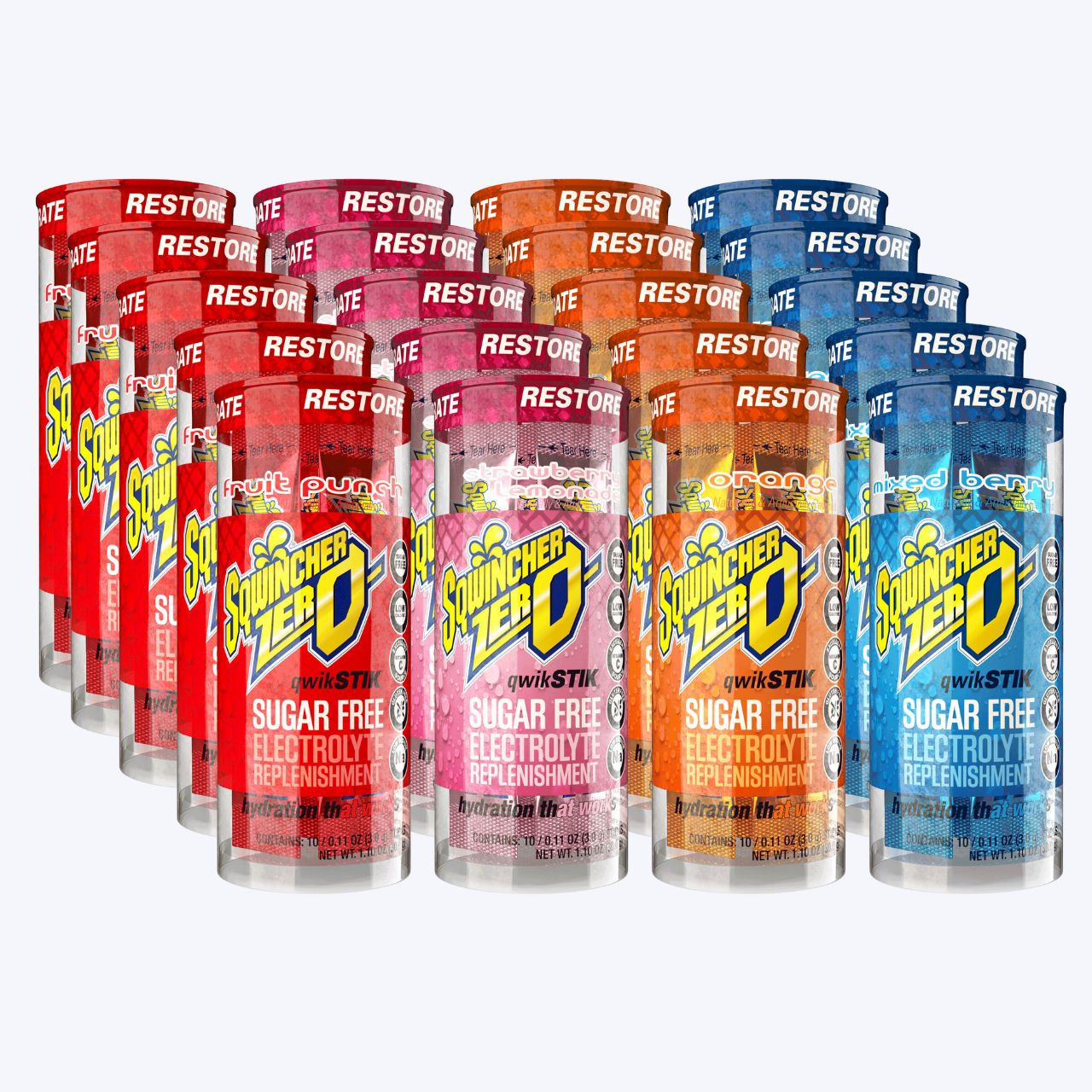 Sqwincher Zero Qwik Stik Single Serve Sticks, Assorted Flavors, 20