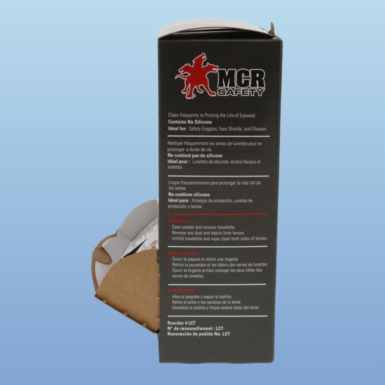 MCR Safety LCT Premoistened Lens Cleaning Wipes, 100/box