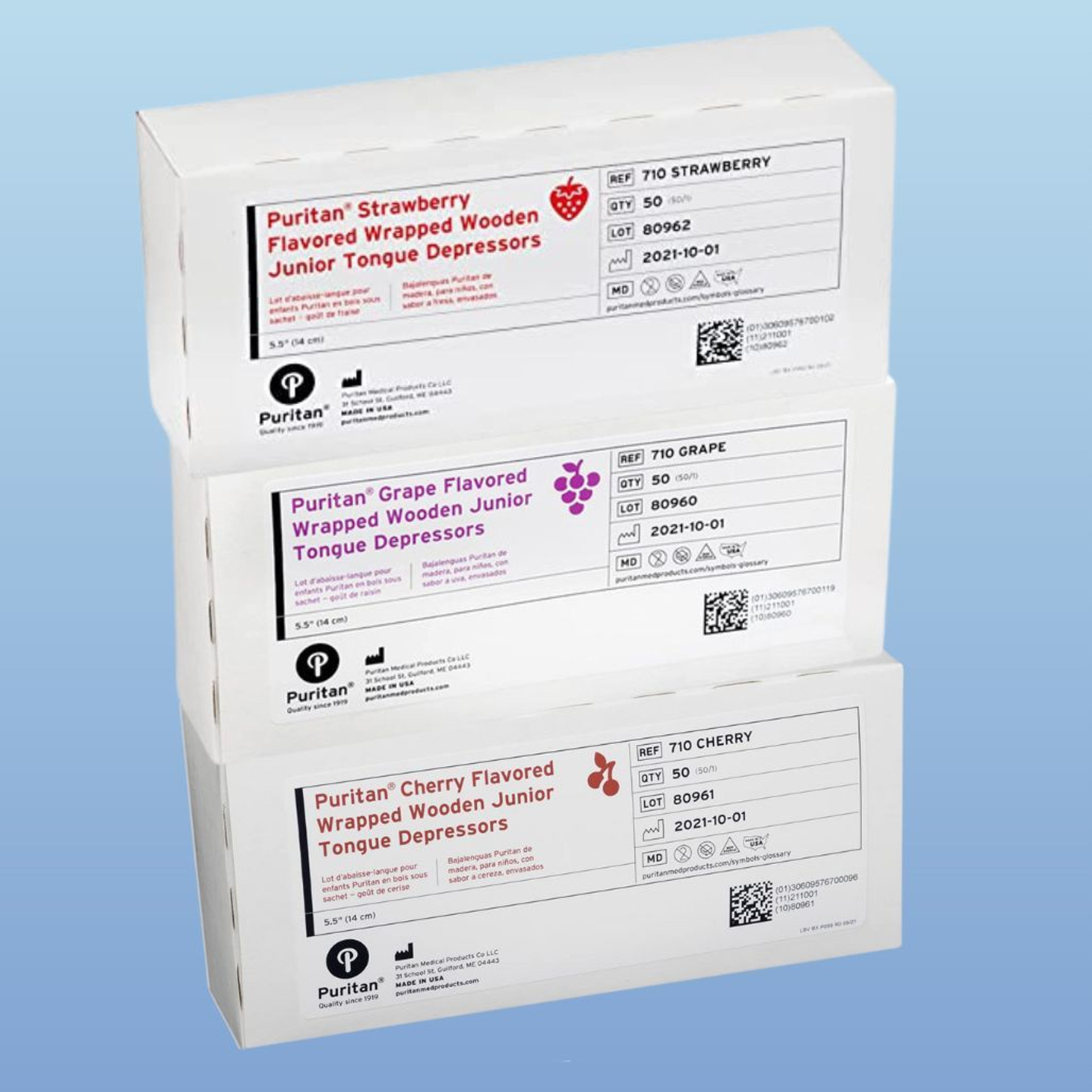 Puritan Flavored Junior Tongue Depressor Bundle (150 count)