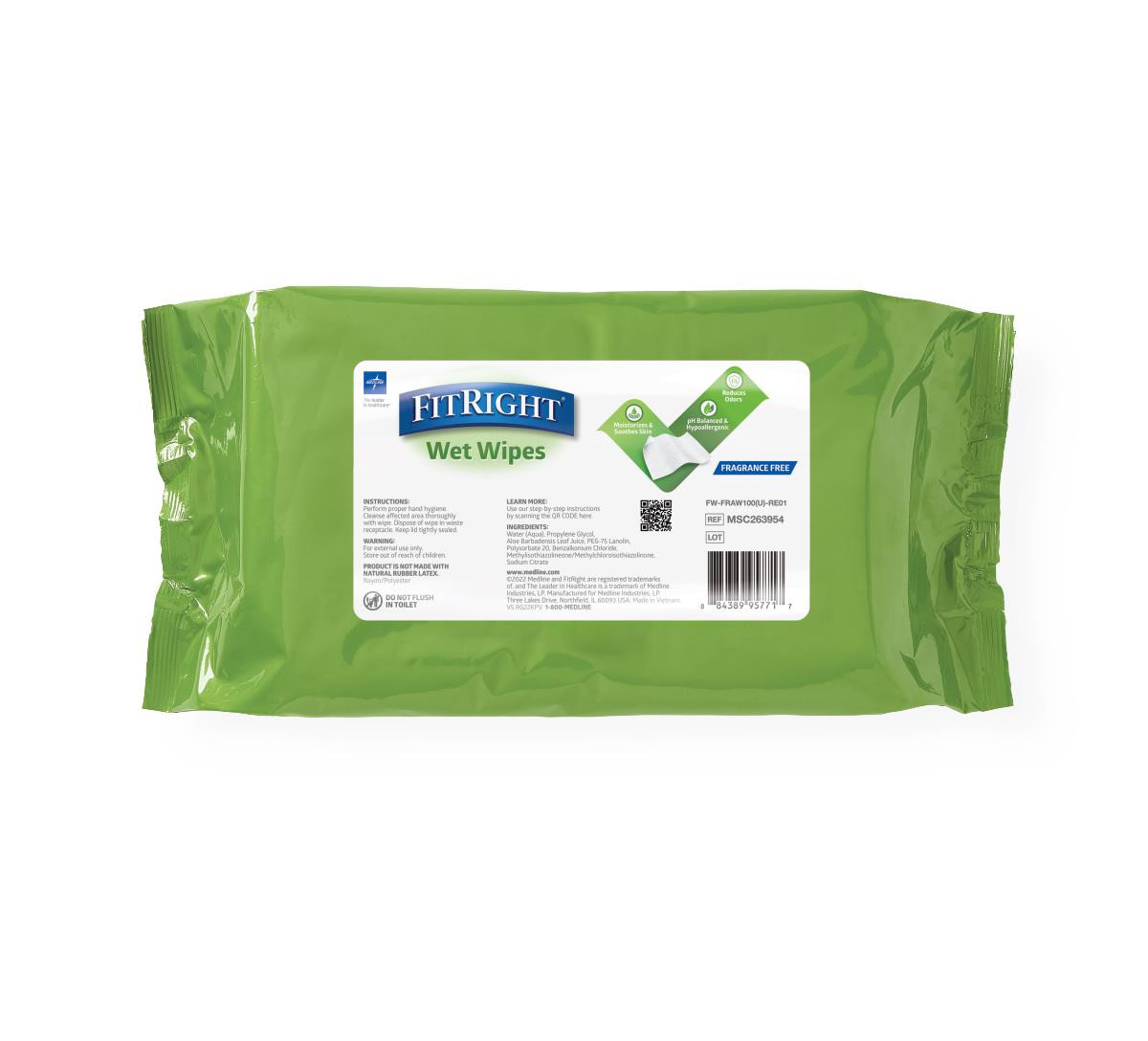 FitRight Aloe Personal Cleansing Wipes, 8" x 10" (MSC263954)
