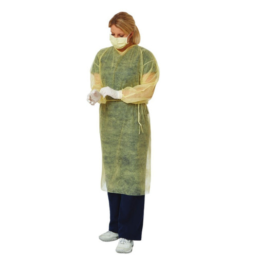 Classic Cover Yellow Lightweight Polypropylene Isolation Gowns, 50/case