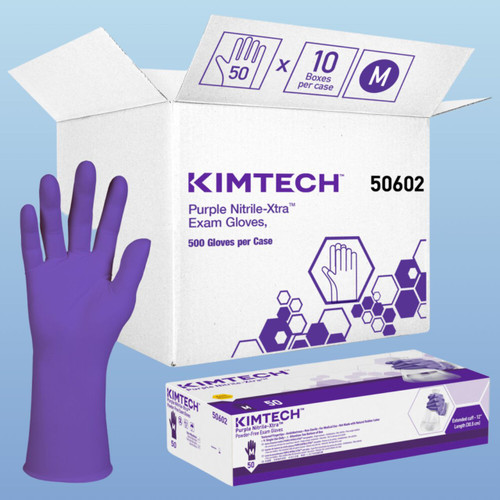 Kimberly-Clark Kimtech 12" Purple Nitrile-Xtra Exam Gloves, 5.9 mil