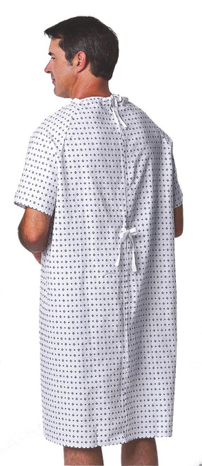 Medline Traditional Patient Gown with Straight Back, Back Ties, Demure Print, One Size Fits Most (MDTPG3RSBDE)