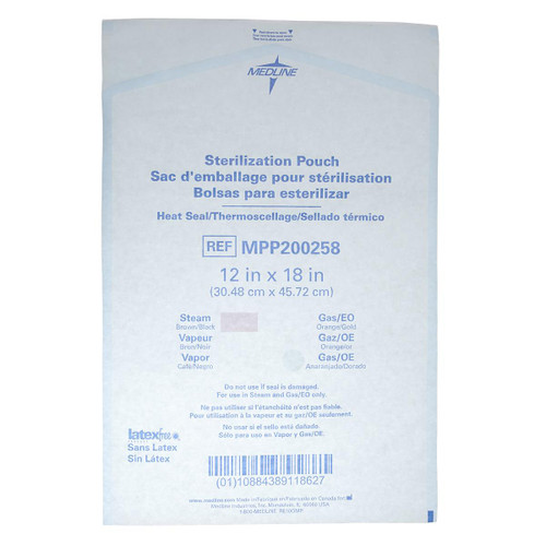 Medline Steam and Gas Heat Seal Sterilization Pouch, 12" x 18" (MPP200258)