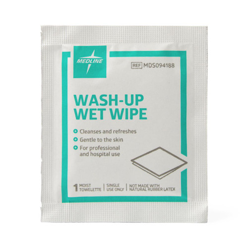 Medline Wash-Up Wet Wipe Towelettes with BZK, 1000/case