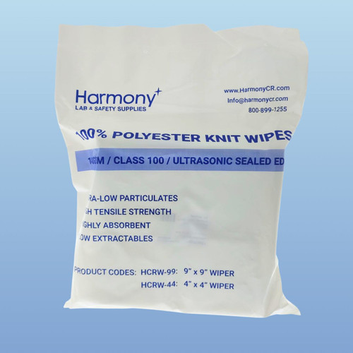 Harmony Brand Ultrasonic Sealed Edge Polyester Knit Cleanroom Wiper, ISO Class 5